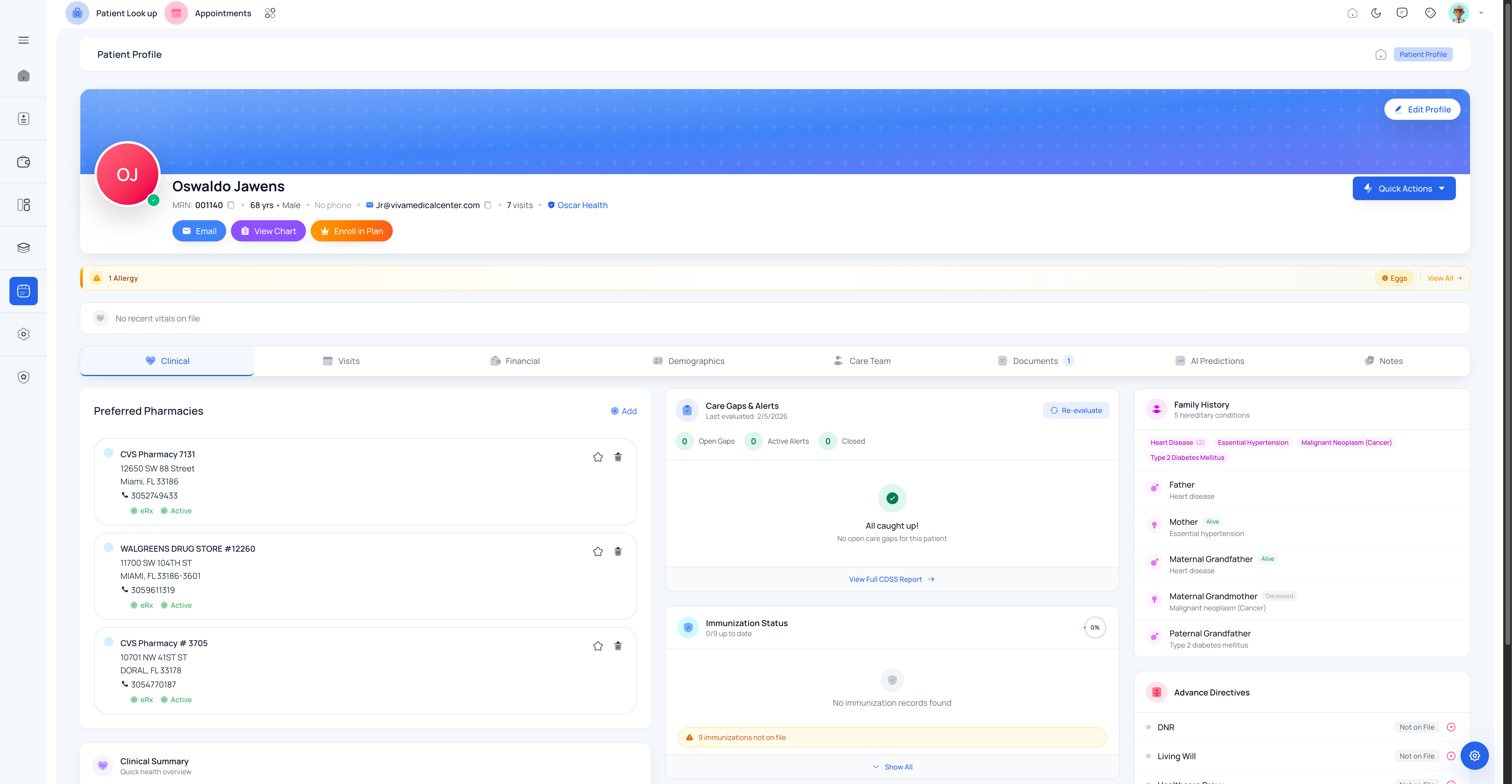 MedNex patient profile